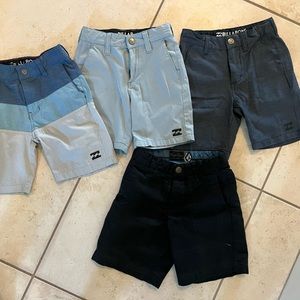 4 pairs of 4t shorts for boys. 3 Billabong and 1 Volcom (black)